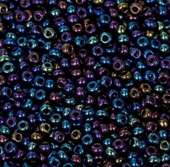 Бисер "ASMAR" размер №12, вес: 450 г, чёрный хамелеон