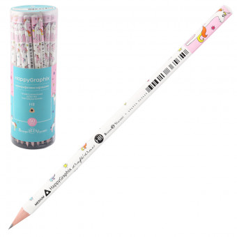 Карандаш НВ дерев заточ Happy Graphix Единорог трехгран (21-0030/18) (50)