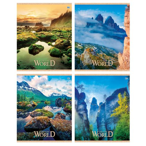 Тетрадь общая А5 скоба 96л. клетка "Затерянный мир" (ассорти)