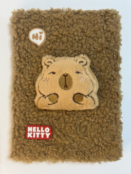 Блокнот детский А5 80л клетка"Капибара", меховая обложка с апликацией, MAG-1637