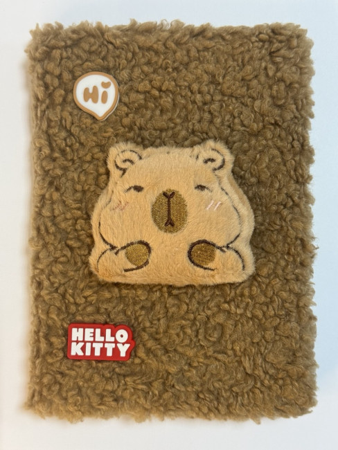 Блокнот детский А5 80л клетка"Капибара", меховая обложка с апликацией, MAG-1637