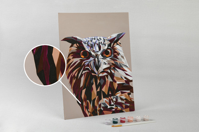 Картина по номерам 40 х 30см  "Геометрическая сова" на картоне, ФРЕЯ/PKZ/PM-036