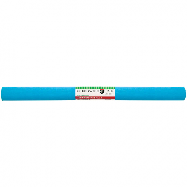 Бумага крепированная 50*250 см, 32 г/м2, голубая, в рулоне (10) (Greenwich Line®)