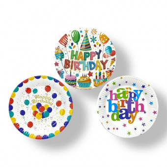 Тарелка бумажная 18 см "Веселый День Рождения", 10шт, MAG-260154