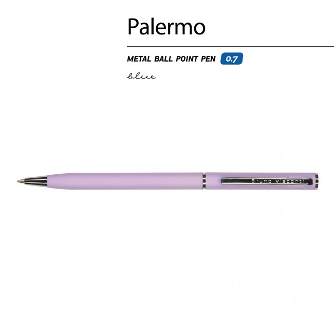 Ручка автоматическая 0,7мм синяя "Palermo", сиреневый корпус, BV/20-0250/10 (24)