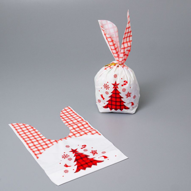 Пакет с ушками 13,5х22см "Елка красная", Микрос/ч37555 (50)