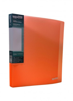 Папка с 40 вкладышами А4, WENZER OFFiCE PRISMA NEON 600 мкм, 20 мм, эффект 3D, оранжевый, 27082024