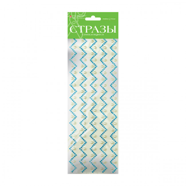 Самоклеящиеся стразы "Зигзаг с жемчугом", 6цв, №19, BV/2-127/03