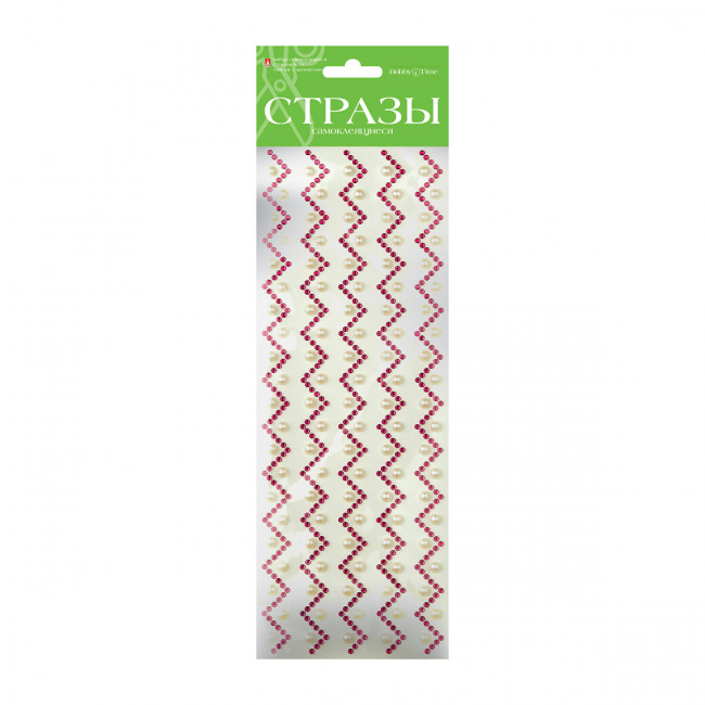 Самоклеящиеся стразы "Зигзаг с жемчугом", 6цв, №19, BV/2-127/03