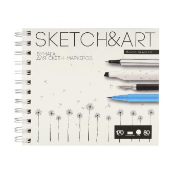 Cкетчбук 80л 180х155мм "Sketch&Art", на гребне, для скетч-маркеров, BV/1-80-556/02 (18)