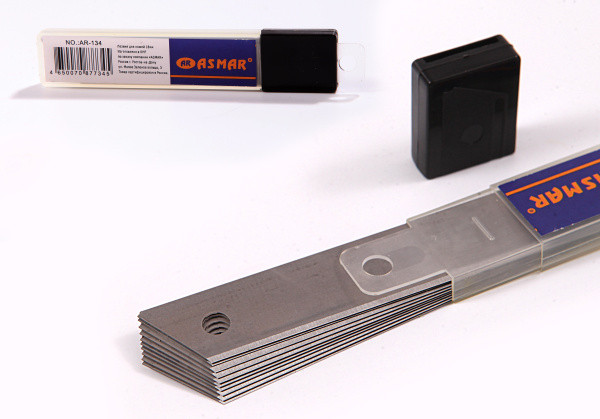 Лезвия 18мм для канцелярских ножей, Asmar (10)