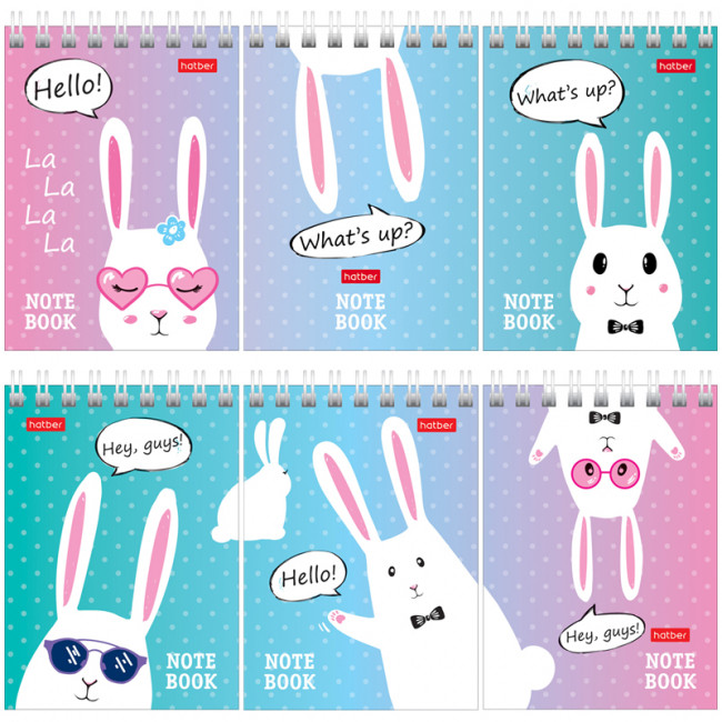 Блокнот А7 40л клетка "Прикольные зайцы" на гребне, B 340 585, Hatber/40Б7В1гр Блокнот А7 40л клетка "Прикольные зайцы" на гребне, B 340 585, Hatber/40Б7В1гр