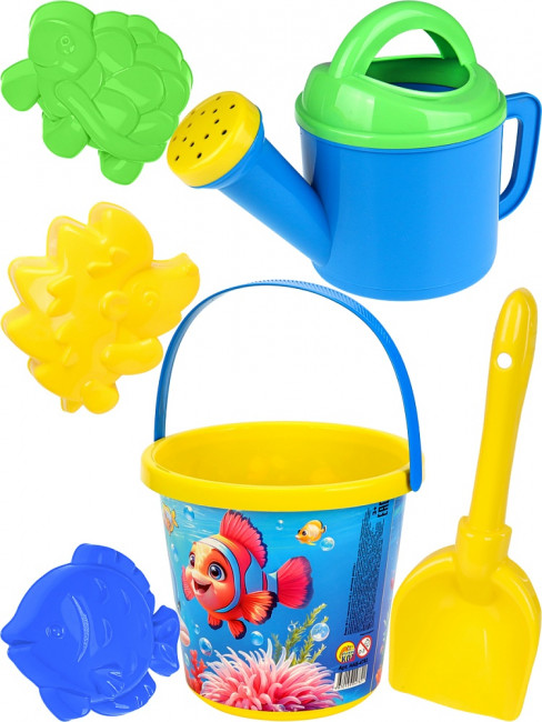 Песочный набор "Морские жители 1": ведро, лопатка 22см, лейка, 3 формочки, №115, Рыжий Кот/НАБ-4798 Песочный набор "Морские жители 1": ведро, лопатка 22см, лейка, 3 формочки, №115, Рыжий Кот/НАБ-4798