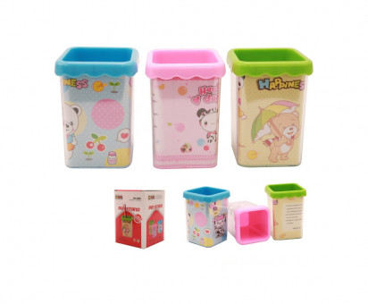 Подставка для канцелярских принадлежностей CARTOON, размер 8*9см, пластик, ассорти 3 цвета, картонная упаковка