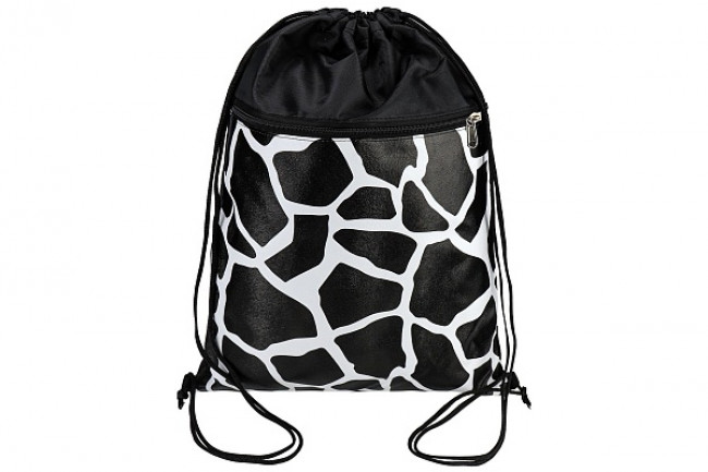 Мешок для обуви с карманом, бело-черный, Profit/МО-4032