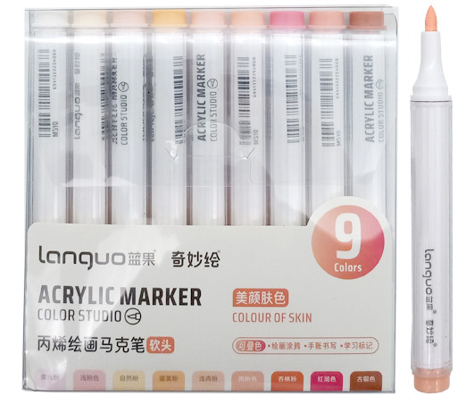 Маркер акриловый 9 цв. DD-305/DC-71 "Цвета кожи" 1-3мм, кисть, многогранный корпус, в уп. ПВХ M510-5 (1/48/192) Маркер акриловый 9 цв. DD-305/DC-71 "Цвета кожи" 1-3мм, кисть, многогранный корпус, в уп. ПВХ M510-5 (1/48/192)