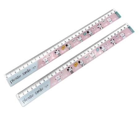 Линейка 30 см. пластиковая INTELLIGENT CD-127-1 "Улыбнись" с рисунком котики (12/48/5000)