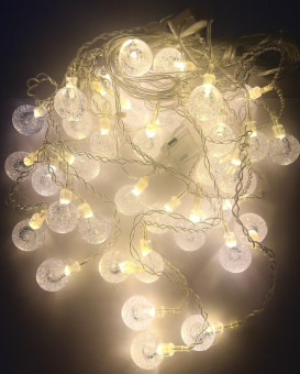 Гирлянда шарики, тёплый свет, светлая нить, Jevelry/LX-01 Гирлянда шарики, тёплый свет, светлая нить, Jevelry/LX-01