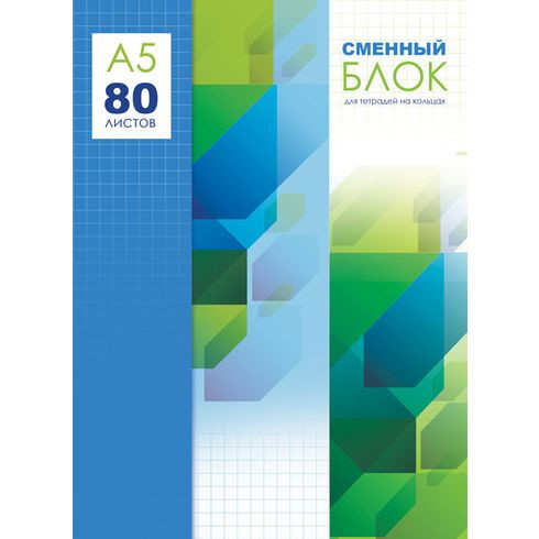 Сменный блок (тетрадь для записей) 80 л. А5 для тетрадей на кольцах (8/40)