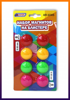 НАБОР МАГНИТОВ ЦВЕТНЫХ  ЦВЕТ АССОРТИ 8шт  "ASMAR " d-3см НАБОР МАГНИТОВ ЦВЕТНЫХ  ЦВЕТ АССОРТИ 8шт  "ASMAR " d-3см