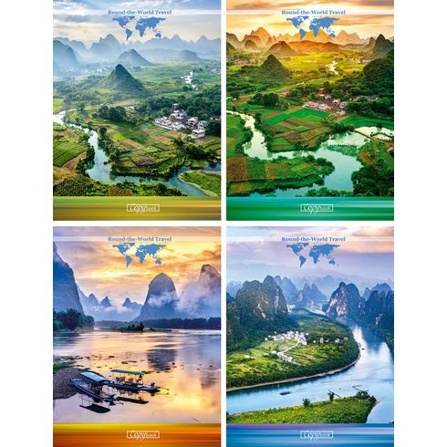 Тетрадь для записей со сменным блоком 160л. А5 "World Travel" (ассорти) ламинация, инд.упаковка