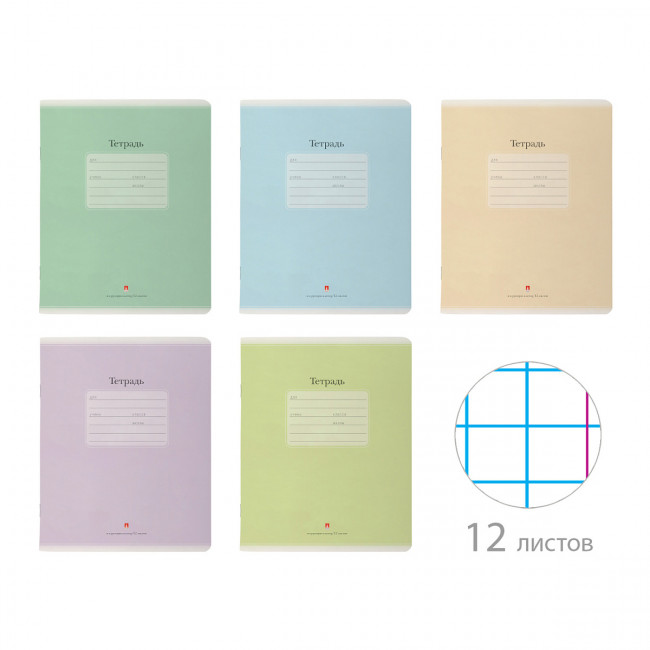 Тетрадь 12 КРУПНАЯ  КЛЕТКА "Люкс" скрепка, BV/7-12-557/4 (10/160)