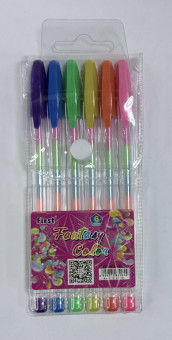 Набор гелевых ручек 6шт, игольчатый стержень, разноцветные чернила, F810-6 (24)