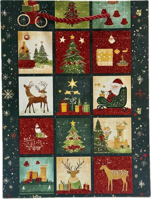 Пакет 18*8.5*24см подарочный "Новогодний", цвет ассорти, 99185S (12)