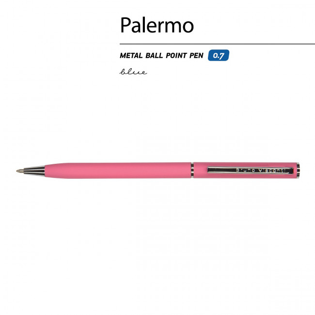 Ручка автоматическая 0,7мм синяя "Palermo", красный коралловый корпус, BV/20-0250/12 (24)