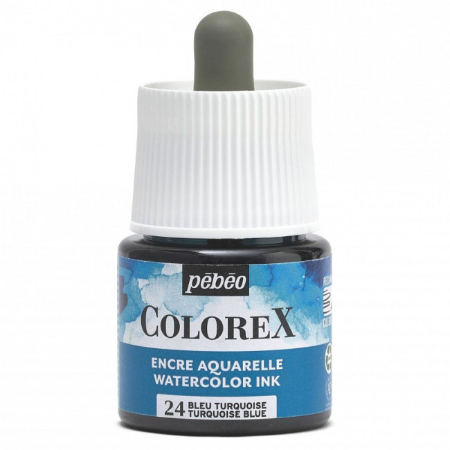 Акварельные чернила 45мл "Colorex" во флаконе с пипеткой, бирюзово-синий, PEBEO/417024
