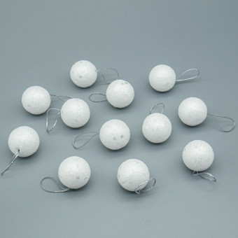 Елочное украшение 3 см "Шар" белый, 12 шт, Микрос/ч47602