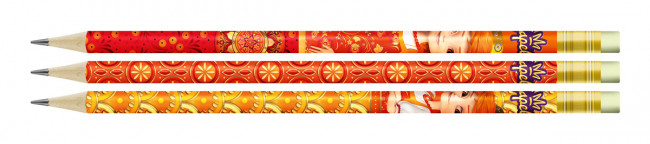 Набор графитных карандашей  ТМ (HB) круглые, с ластиком "Дарья" "Царевны", 3шт, ВКФ/TSR-3P-03