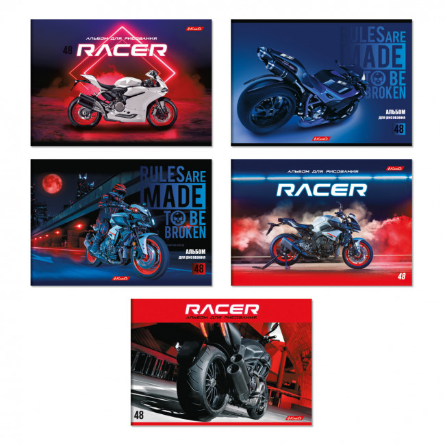 Альбом для рисования А4 48л скоба "Крутые байки" "Светоч" (10)