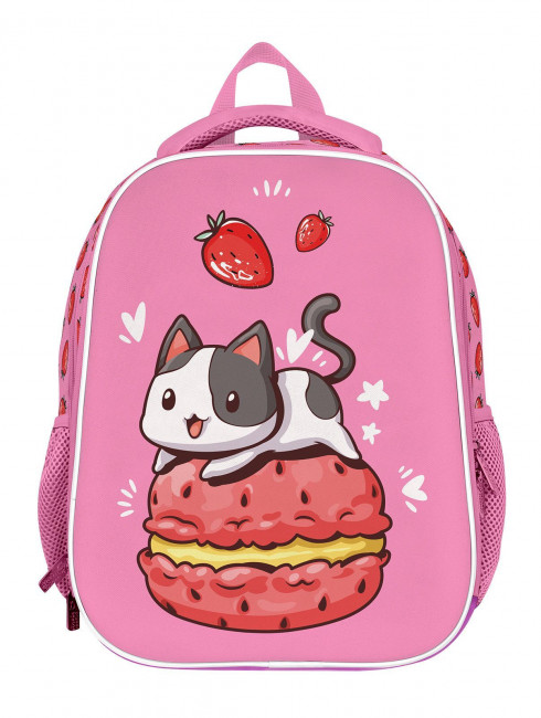 Рюкзак подрост. Schoolformat ERGONOMIC LIGHT 4 STRAWBERRY CAT 19 л роз. 38х29х18 жестк. каркас 1 отд. молния д/девочек