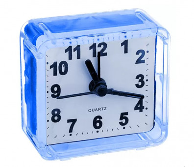 Часы-будильник 5.5х5.5см "Quartz", квадратные, цвет синий, Perfeo/PF_C3088
