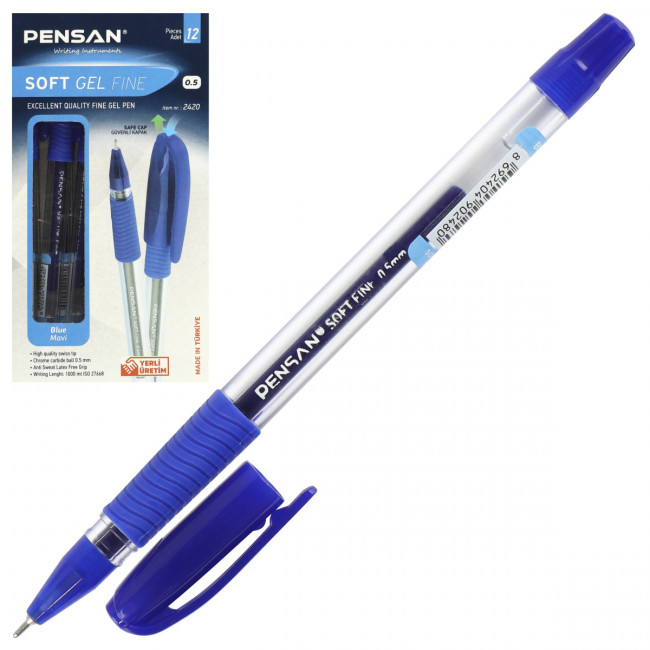 Ручка гелевая 0,5мм синяя "SOFT GEL", 1553982 PENSAN/2420с (12) Ручка гелевая 0,5мм синяя "SOFT GEL", 1553982 PENSAN/2420с (12)