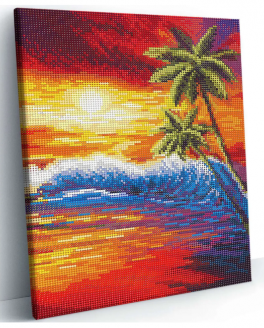 Алмазная мозаика 30*40 на подрамнике "Закат", полная выкладка, VA003
