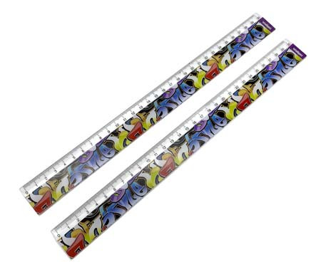 Линейка 30 см. пластиковая INTELLIGENT CD-127-2 "Граффити" с рисунком (12/48/5000)