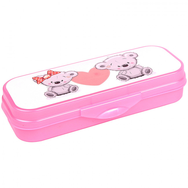 Пенал-футляр 210*90*40 Стамм "Мишки", пластик, синий (15)