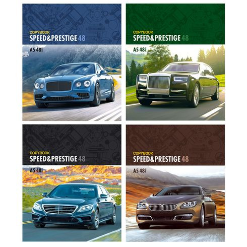 Тетрадь общая А5 скоба 48л. клетка "Speed&Prestige" (ассорти)