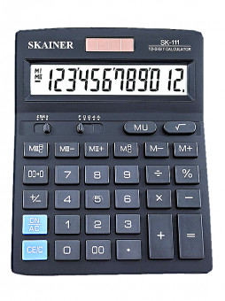 Калькулятор настольный 12-разрядный, большой, чёрный, размер: 140 x 176 x 45мм. SKAINER/SK-111