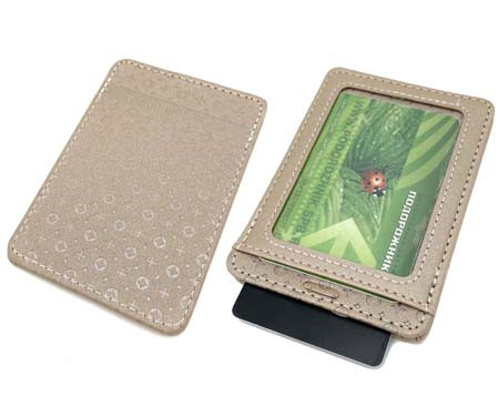 Обложка для проездного билета CE-6002 золото "Орнамент" мерцающая, 2 кармана, А7, экокожа (2/500/1000)