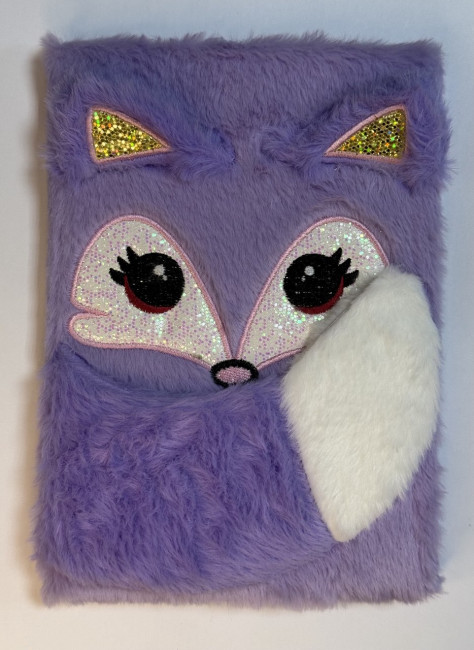 Блокнот детский А5 80л клетка"Лисичка", меховая обложка с апликацией, MAG-1636