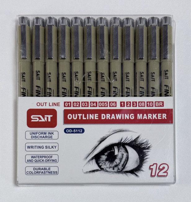 Набор линеров 12шт с клипом в упаковке ПВХ, OD-5112-12 (12)