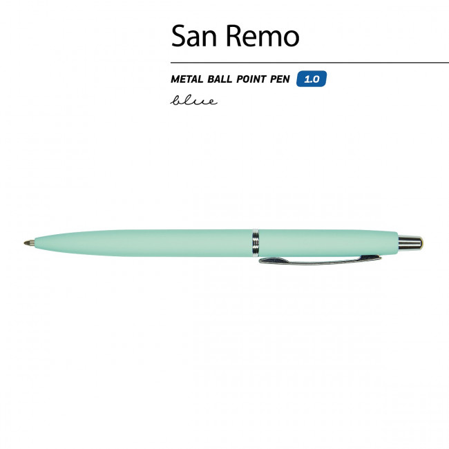 Ручка автоматическая 1,0мм синяя "San remo", мятный корпус, BV/20-0249/10 (24)