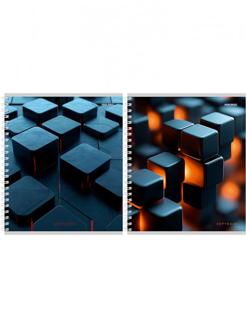 Тетрадь 96 клетка "Чёрные кубы" гребень, Проф-Пресс/Т96-4885 (6/48)