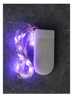 Новогоднее украшение Гирлянда-проволока 1,9 м, 20 фиолетовых ламп, на батарейках 2*CR2032 НУ-3650