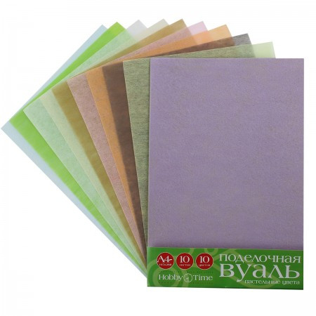 Поделочная вуаль А4 10цв 10л, пастельные цвета, BV/11-410-275