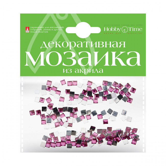 Мозаика 4х4мм декоративная из акрила, 200шт, фуксия, BV/2-335/14
