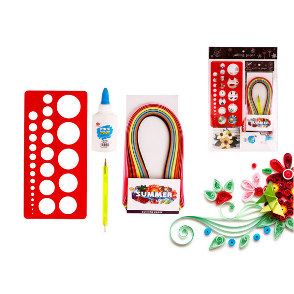 Бумага для квилинга 5 х 390, 170 л 16 цв, двухсторонняя ручка в комплекте, трафарет, клей ПВА, Mazari/M-9935 Бумага для квилинга 5 х 390, 170 л 16 цв, двухсторонняя ручка в комплекте, трафарет, клей ПВА, Mazari/M-9935